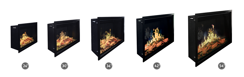 Modern Flames Orion Traditional size lineup 26 to 54 inch