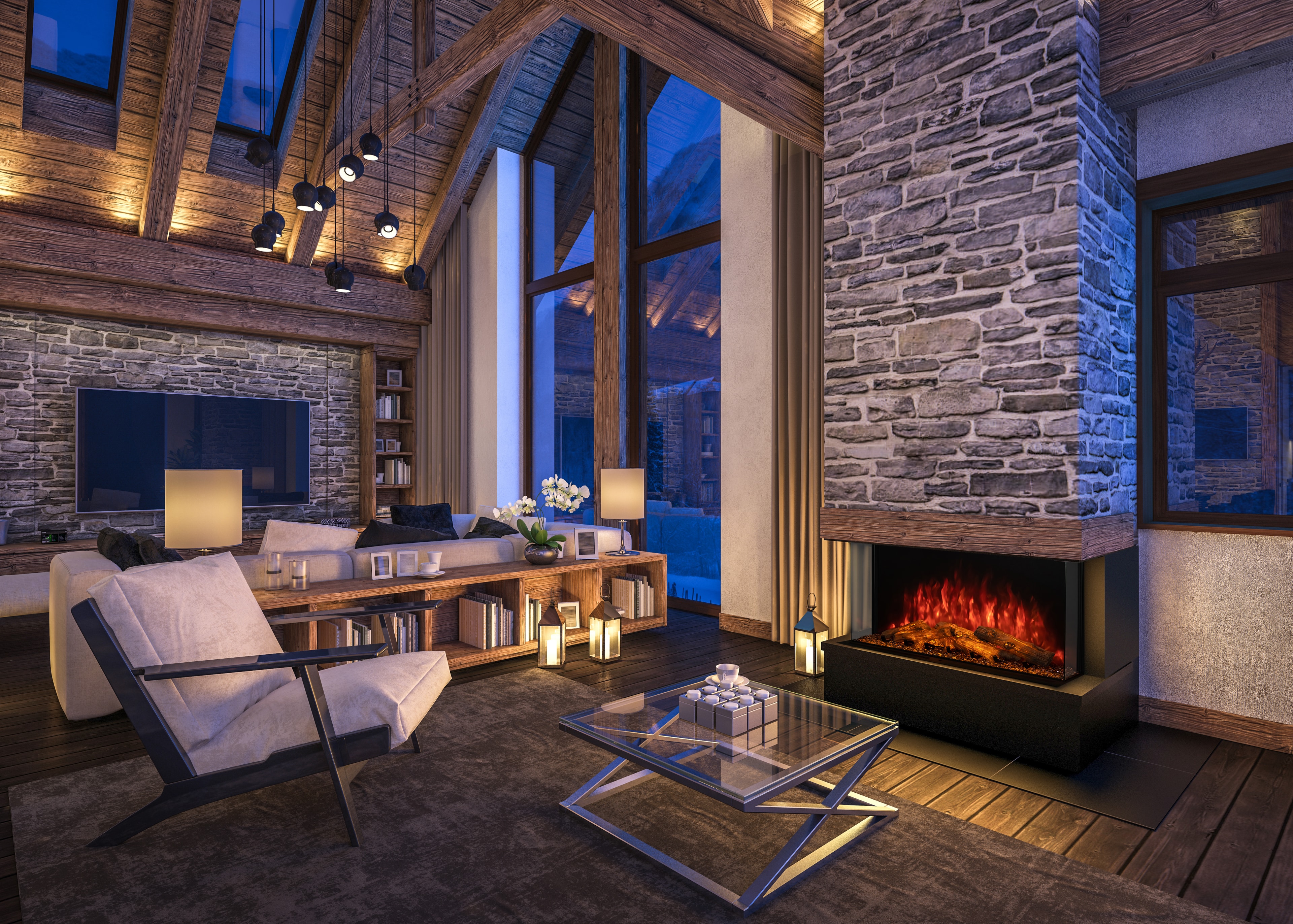 Modern Flames Sedona 42 in luxury living room warm tones